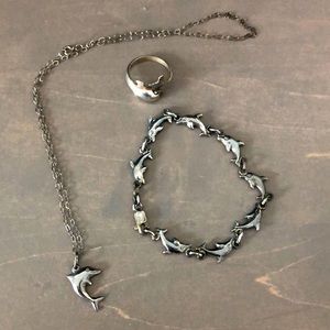 Sterling silver dolphin set 🐬